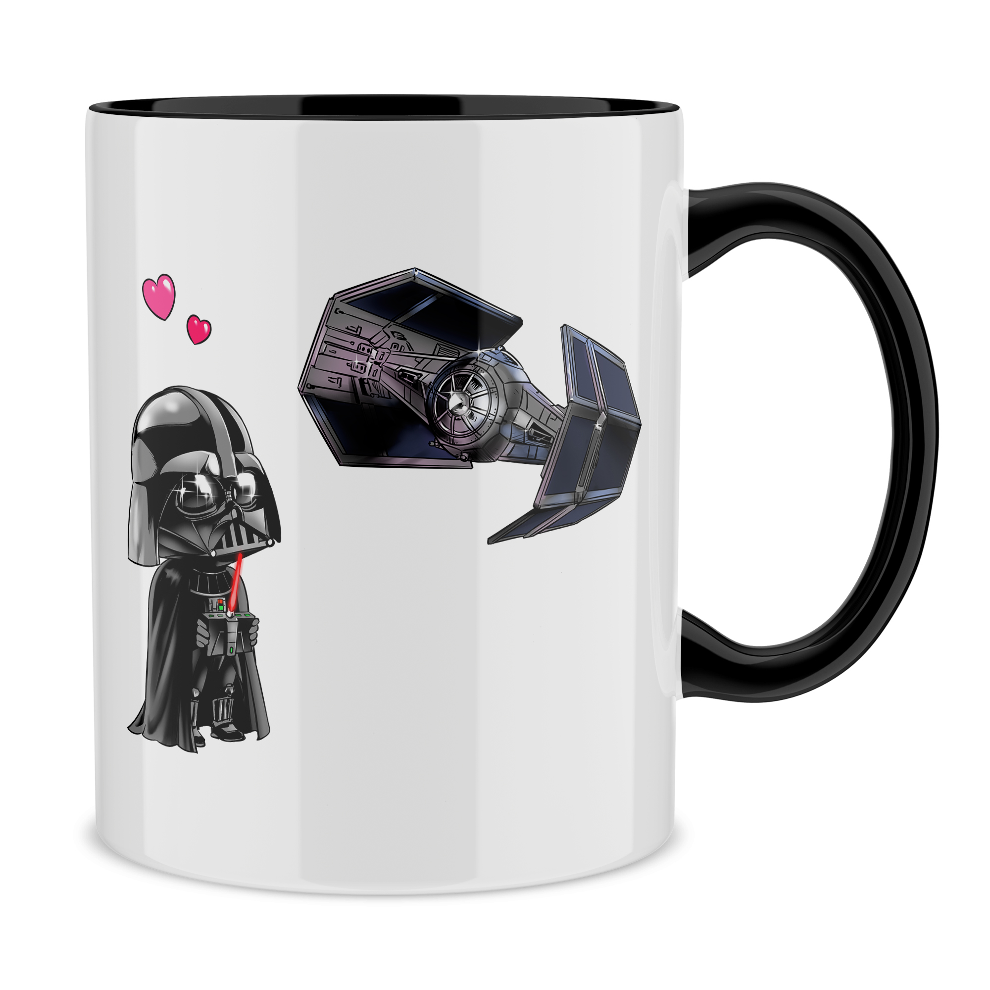 Mug Avec Anse Et Interieur De Couleur Parodie Star Wars Caricature Sd Dark Vador Et Son Mini Drone Tie Fighter Drone Mania Le Cadeau D Anniversaire De Darky Mug De Qualite Superieure Imprime En France