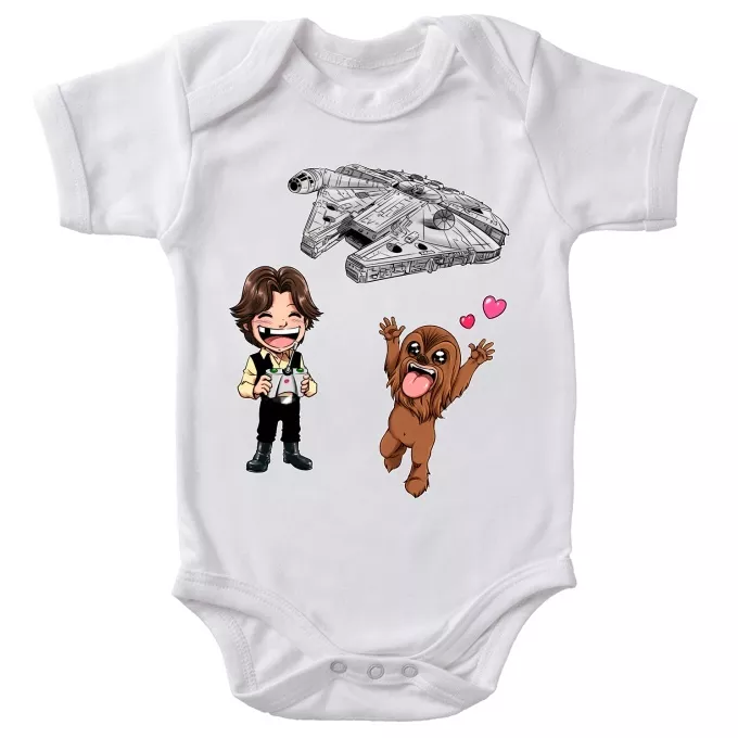 Ref 1096 Madchen Han Solo Und Chewbacca Sd Karikaturen Und Das Falcon Millenium Mini Drone Star Wars Lustiges Pink Baby Strampler Star Wars Parodie Baby Madchen 0 24 Monate Rcai Pk