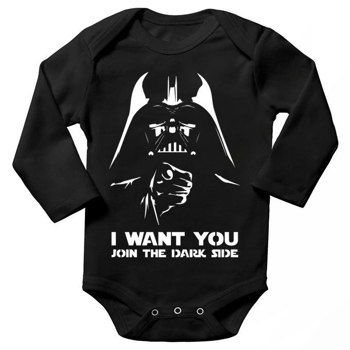 Star Wars Parody Black Long Sleeved Baby Bodysuit Darth Vader And Uncle Sam Funny Star Wars Parody High Quality Babygrow Size 803 Ref 803