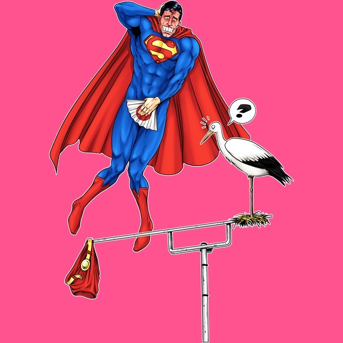 Camiseta de Hombre Blanca parodia de Superman - Superman - El Hombre de  Acero (T-shirt de alta calidad en la talla 655 - impresa en Francia - Réf :  655)