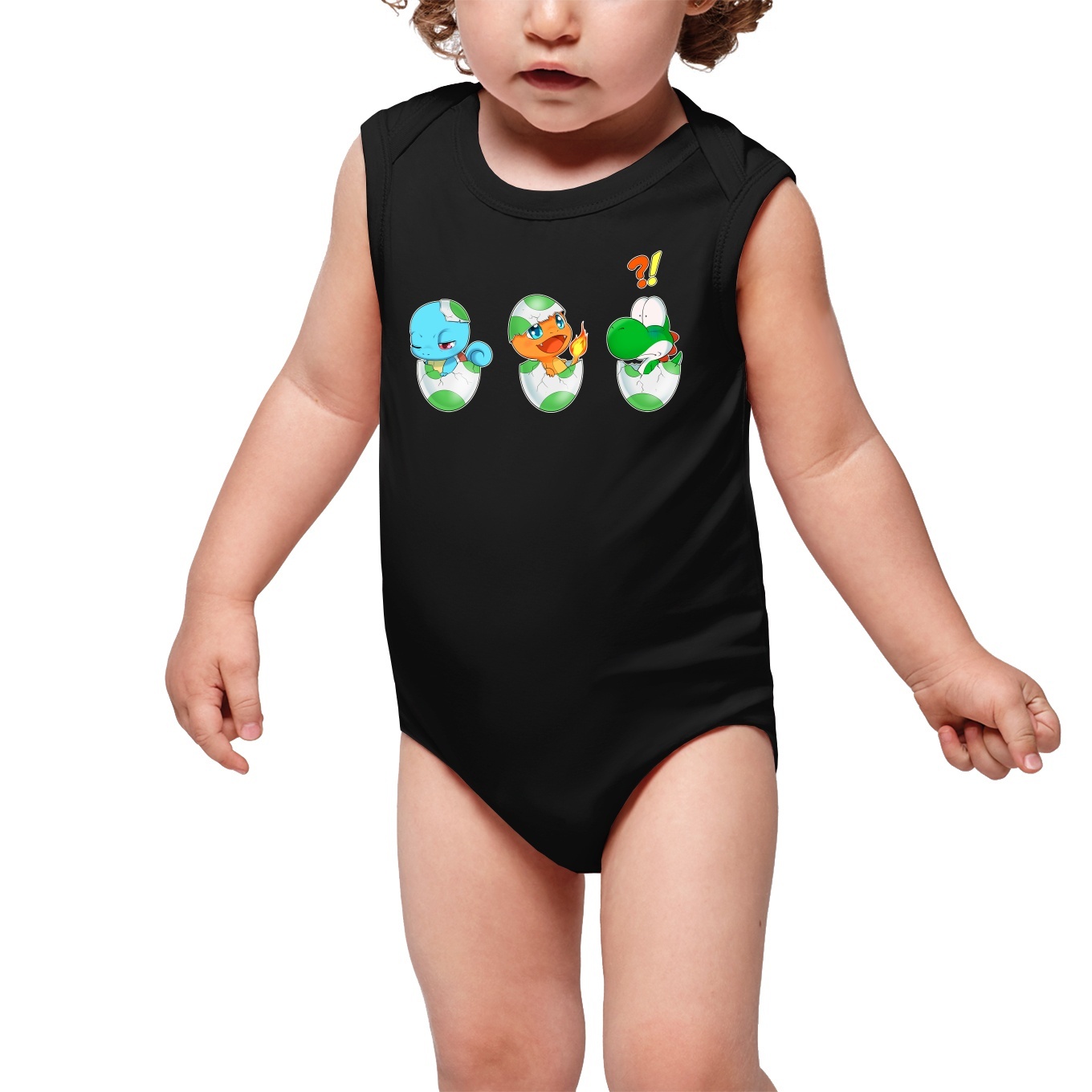 Pokemon Parody Black Sleeveless Baby Bodysuits Yoshi Charmander And Squirtle Funny Pokemon Parody High Quality Babygrow Size 5 Ref 5