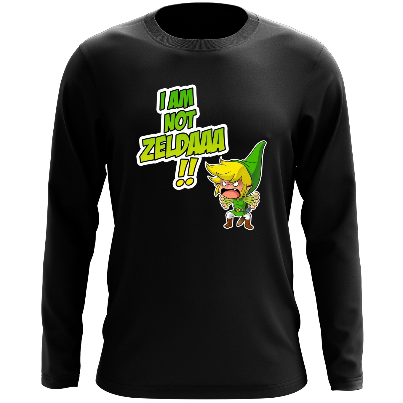 Zelda Parody Black Long sleeved T shirt Link but not Zelda