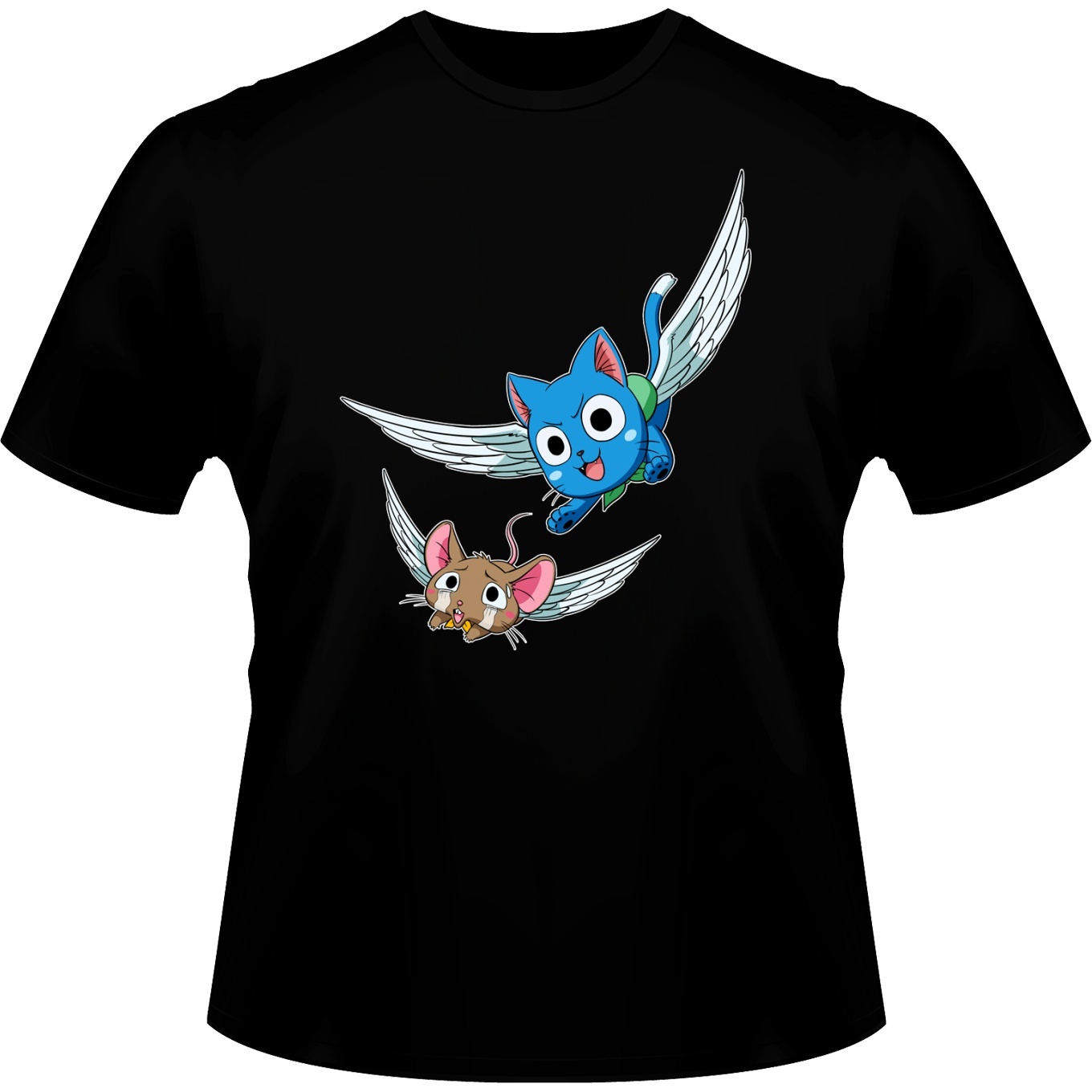 T Shirts Fairy Tail Parodique Happy Lexceed Chat Volant La