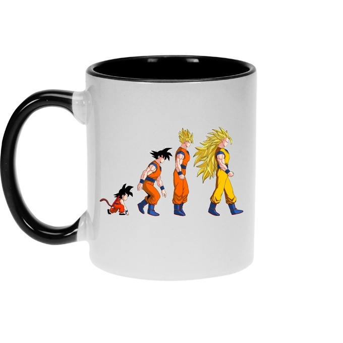 Tazza con maniglia e interno colorato () - Parodia Dragon Ball Z - DBZ - Son  Goku - La teoria dell'evoluzione (Tazza di qualità premium - Stampata in  Francia - Rif : 631)