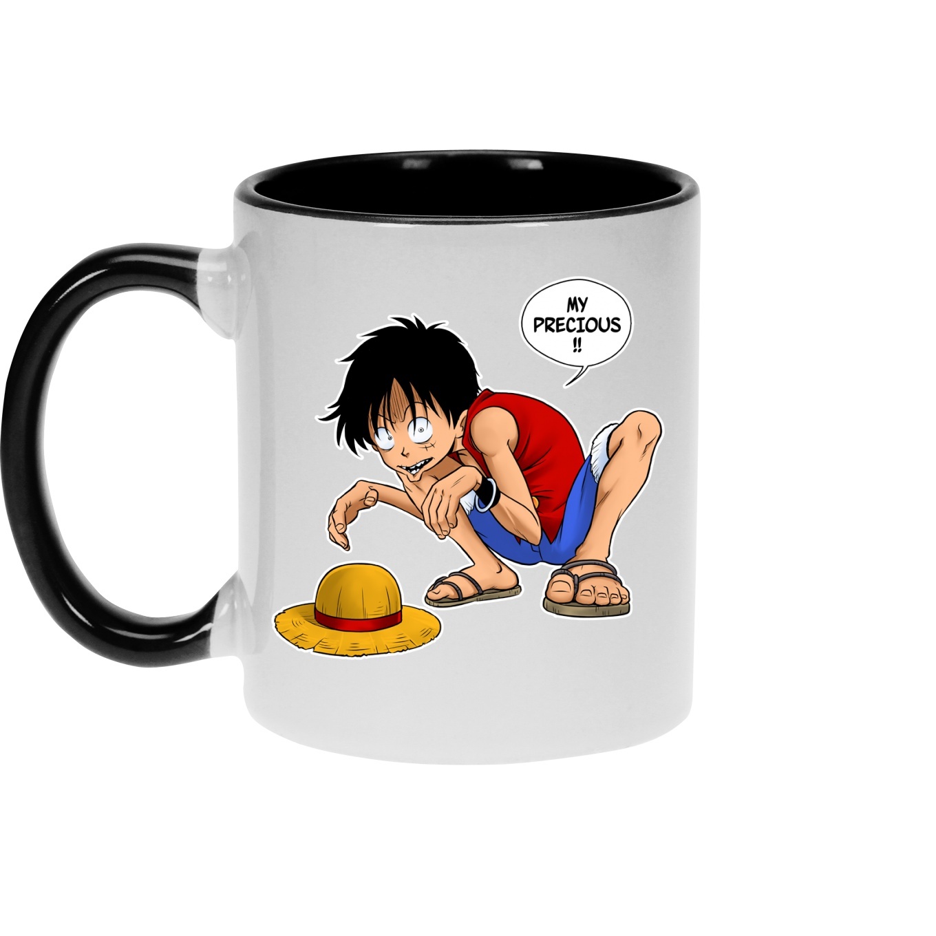 One Piece Parodic Happy Birthday Mug with Designed handle, interior and  exterior - Luffy and Gollum - My Precious (Funny One Piece Parody - High