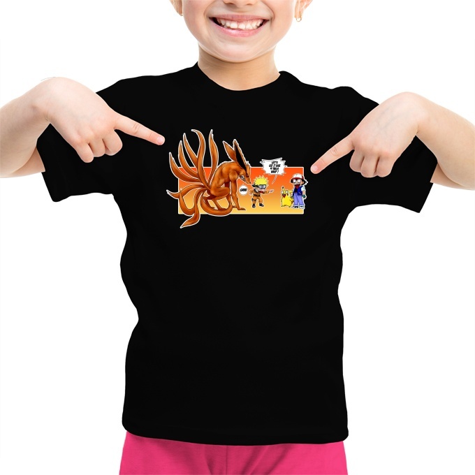 Funny Naruto Girls Kids T Shirt Pikachu And Ash And Kyubi Naruto Parody Ref751