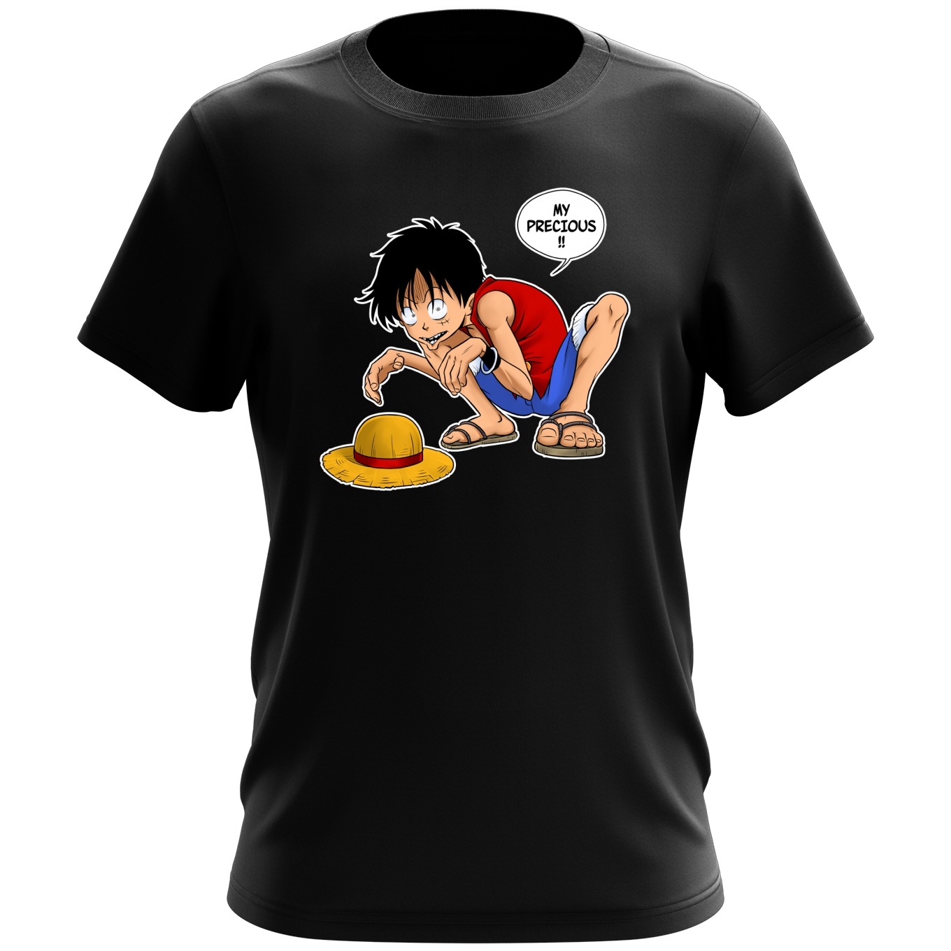 One Piece Parody White Men s T shirt Luffy and Gollum My