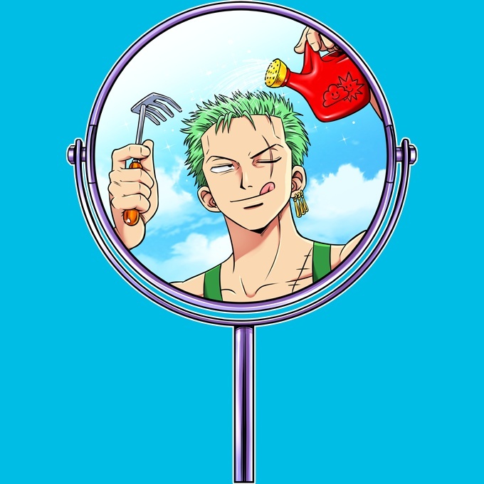 One Piece Parody Turquoise Blue Boys Kids T shirt Roronoa Zoro