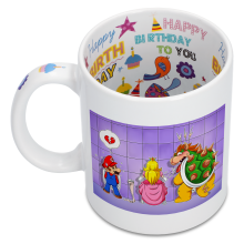 Tazza di compleanno con stampa sul manico, interno ed esterno - Parodia Super  Mario - Mario, Principessa Peach e Bowser (Tazza di qualità premium -  Stampata in Francia - Rif : 1048)