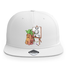 One Piece Parody White Kid Cap - Eiichiro Yoda drawing Luffy upside down.  (Funny One Piece Parody - High Quality Cap - 1058 - Ref : 1058)