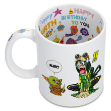 Star Wars Parodic Mug with Red handle and Red interior - Tsuyu Asui aka  Froppy and Grogu aka Baby Yoda (Funny Star Wars Parody - High Quality Mug -  Ref : 1211)