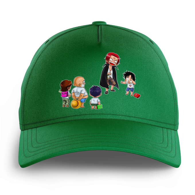 One Piece Parody Green Kid Cap Monkey D Luffy And Red Haired Shanks Funny One Piece Parody High Quality Cap 673 Ref 673