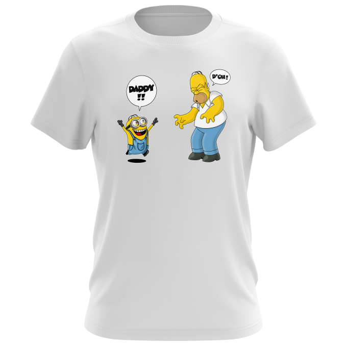 grijs Merchandising Ook Wit heren T-shirt parodie Minions - Homer Simpson en the Minions  (Hoogwaardig T-Shirt in maat 757- bedrukt in Frankrijk - Ref : 757)