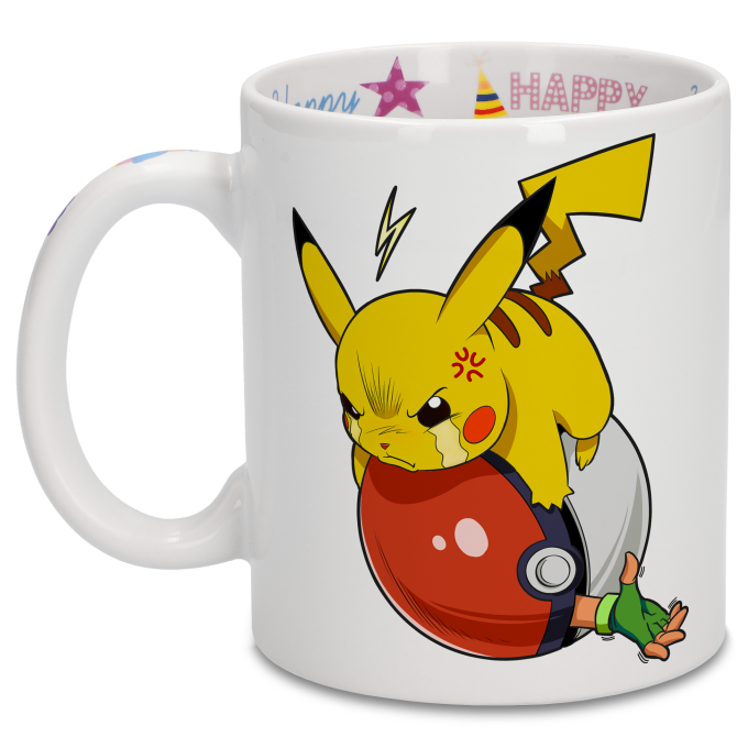 Tazza di compleanno con stampa sul manico, interno ed esterno - Parodia  Pokémon - Pikachu (Tazza di qualità premium - Stampata in Francia - Rif :  882)