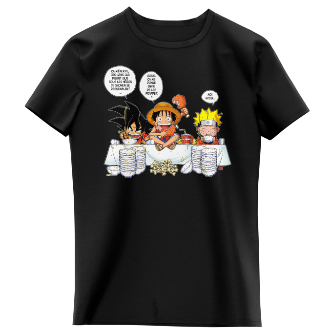 T Shirts Enfants Filles Parodie Naruto Luffy Naruto Et Sangoku