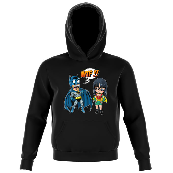 Sudadera con capucha Negra par niños - parodia de One Piece - Batman y Robin  (Sudadera con capucha de alta calidad en la talla 886 - impresa en Francia  - Réf : 886)